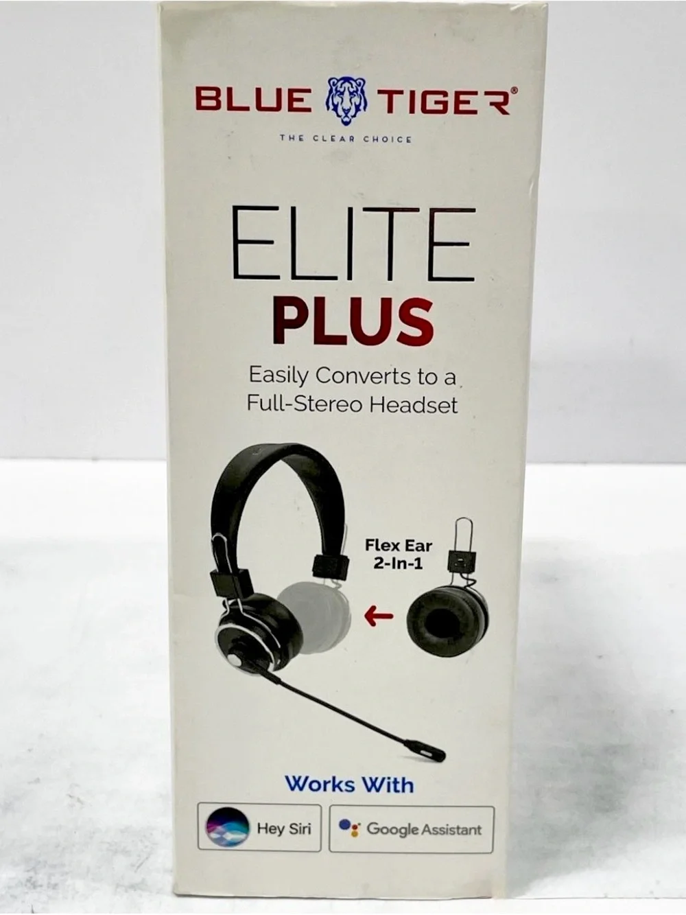 Blue Tiger Elite Plus 2-in-1 Convertible Bluetooth Headset, NC Boom Mic, Black